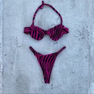 y2k handmade iamgia style zebra print bikini